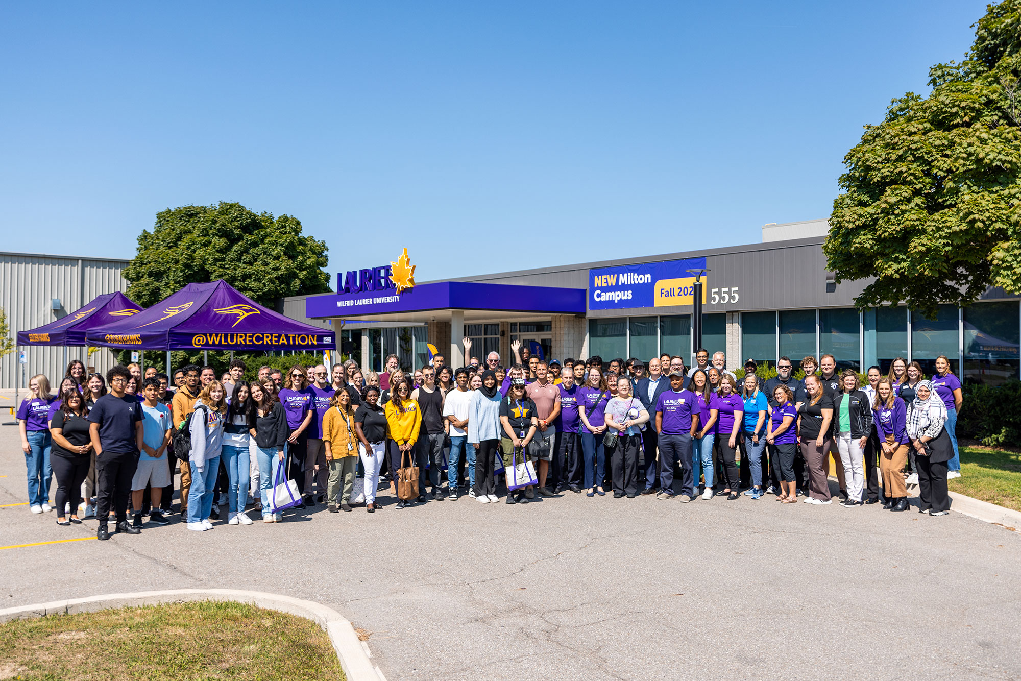 Class photo outside the Laurier Milton Academic Centre