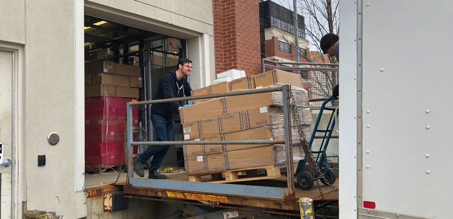 Loading donations into a truck