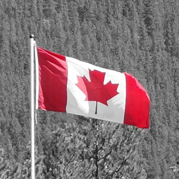 Canadian flag flying