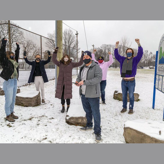 Laurier students at an ice rink