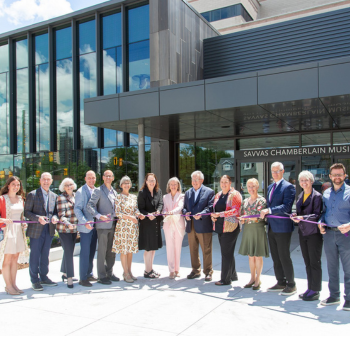 Photo of Savvas Chamberlain Music Building ribbon cutting